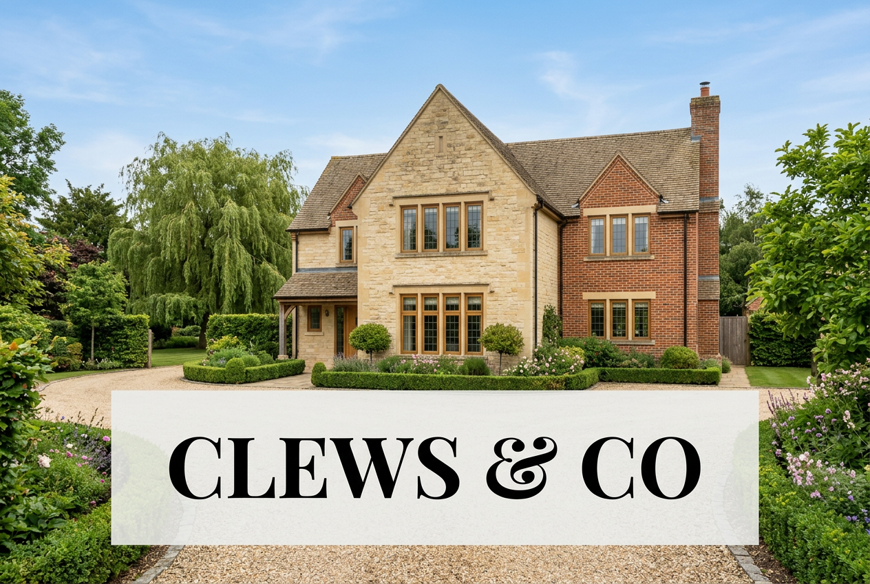 Clews&Co logo over an illustrative British property